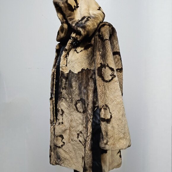 New Real Semi-sheared Mink Fur Coat Jacket Blazer Tan Cinnamon Beige Brown Print - Picture 6 of 8